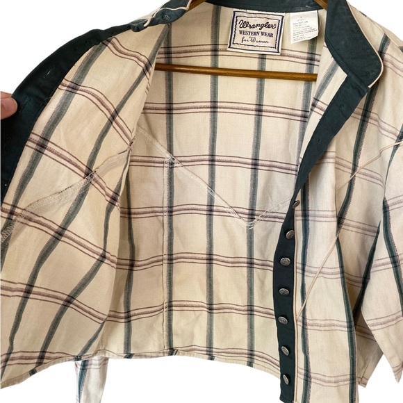 Vintage Wrangler Women’s Western Long Sleeve Button Down Cropped Women’s Large - Picture 3 of 9